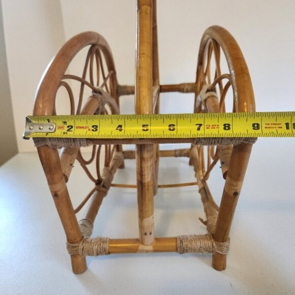 Vintage Bamboo Book Storage Basket Magazine Rack 1970s 70s Boho Home Decor Hippy - Picture 8 of 9